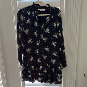 Loft Long Sleeve Navy Floral Mini Dress
